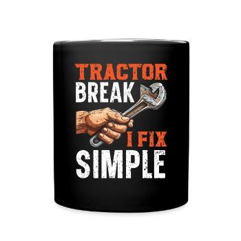 Traktormechaniker Ackerschlepper Reparatur Mechanisch - Tasse einfarbig - Schwarz - Vorne