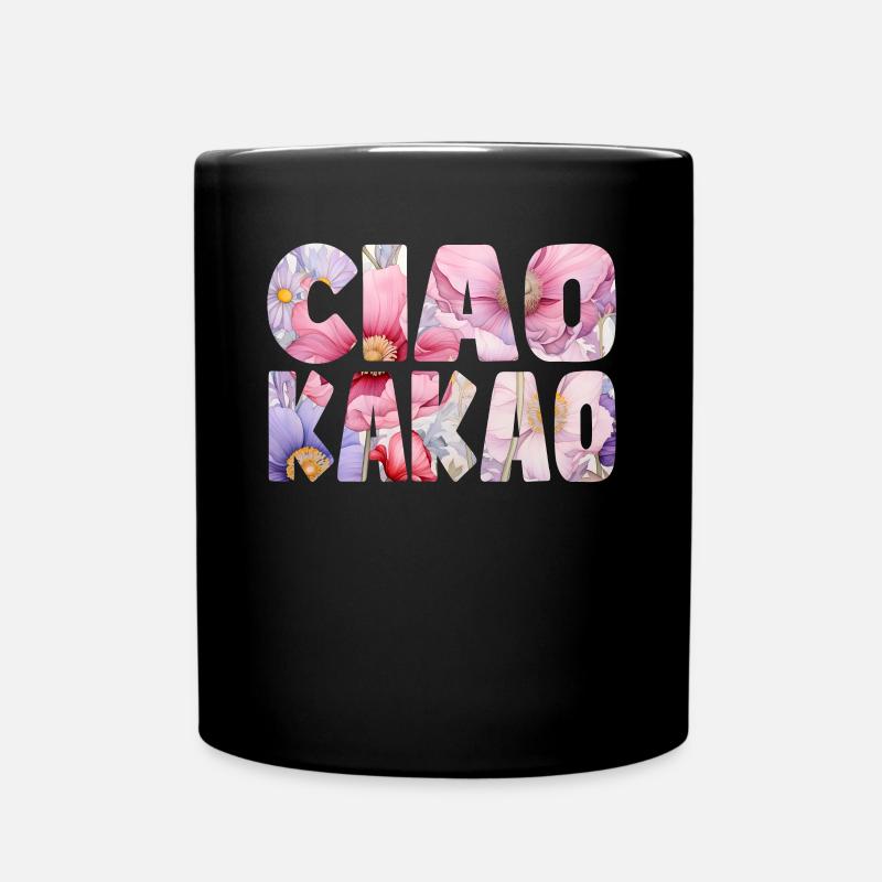 Ciao Kakao Blumenmuster - Tasse einfarbig - Schwarz