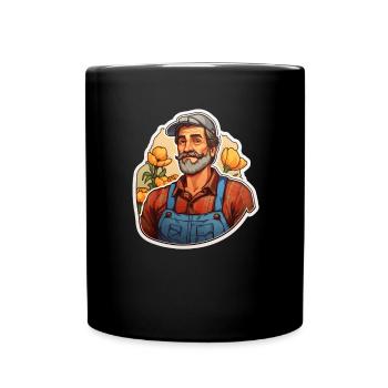 Farmer Old Man - Full Colour Mug - black - Front