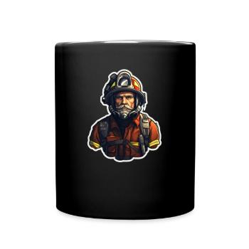 Feuerwehrmann Alter Mann - Tasse einfarbig - Schwarz - Vorne