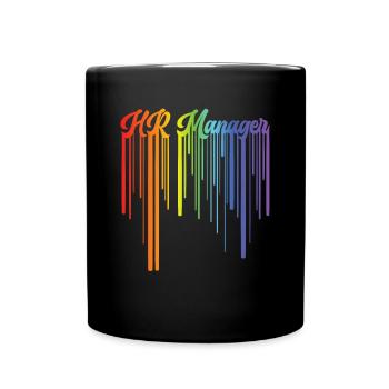 Retro HR Manager Rainbow Text - HR Management - Full Colour Mug - black - Front