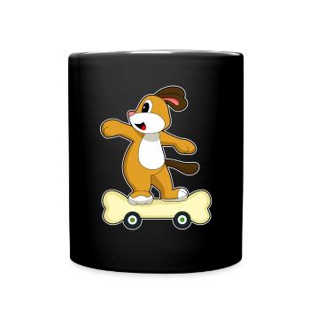Hund Skater Skateboard - Tasse einfarbig - Schwarz - Vorne