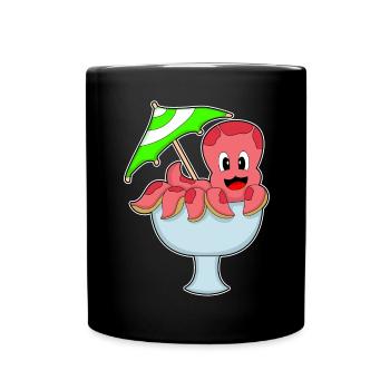 Krake Geburtstag Partyschirmchen - Tasse einfarbig - Schwarz - Vorne
