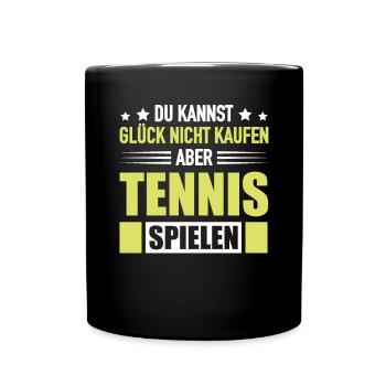 Tennisspieler Glück Kaufen Tennis Mannschaft - Tasse einfarbig - Schwarz - Vorne