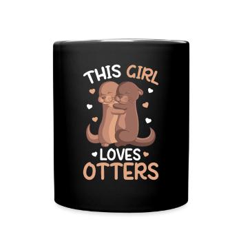 This Girl loves loves Otters Girls Kids Otter - Full Colour Mug - black - Front
