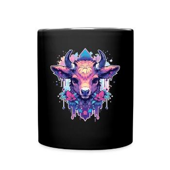 Vache Tête de vache Audacieuse Agriculture Veau - Mug uni - noir - Devant