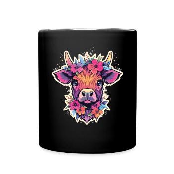 Vache Tête de vache Audacieuse Agriculture Veau - Mug uni - noir - Devant