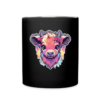 Vache Tête de vache Audacieuse Agriculture Veau - Mug uni - noir - Devant