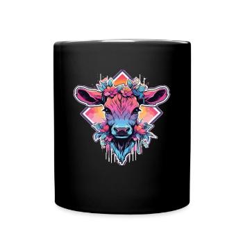 Vache Tête de vache Audacieuse Agriculture Veau - Mug uni - noir - Devant