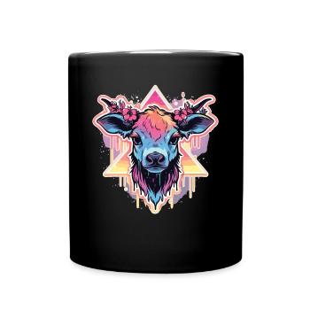 Vache Tête de vache Audacieuse Agriculture Veau - Mug uni - noir - Devant
