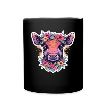 Vache Tête de vache Audacieuse Agriculture Veau - Mug uni - noir - Devant