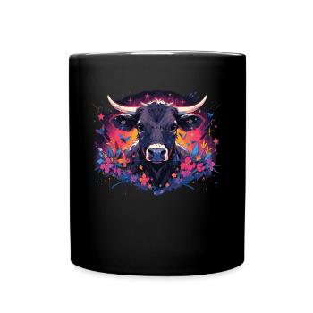 Vache Tête de vache Audacieuse Agriculture Veau - Mug uni - noir - Devant
