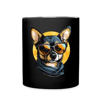 Chihuahua Chiwawa Dog Breed Pet with Sunglasses - Tasse einfarbig - Schwarz - Vorne