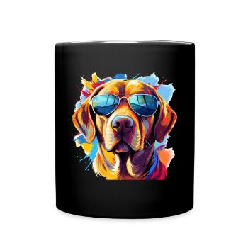 Labrador Retriever Lab Dog Breed Pet with Sunglass - Full Colour Mug - black - Front