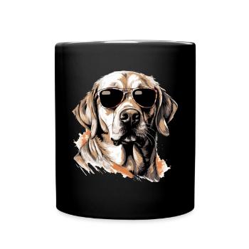 Labrador Retriever Lab Dog Breed Pet with Sunglass - Full Colour Mug - black - Front
