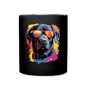 Labrador Retriever Lab Dog Breed Pet with Sunglass - Full Colour Mug - black - Front