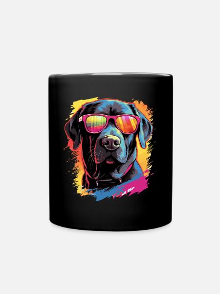 Labrador Retriever Lab Dog Breed Pet with Sunglass - Tasse einfarbig - Schwarz