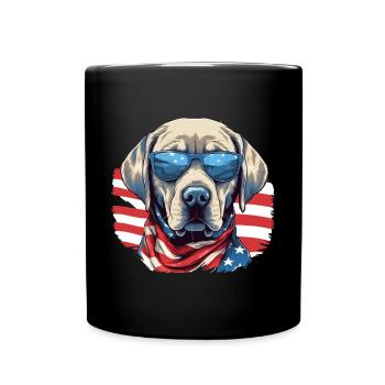 Labrador Retriever Lab Dog Sunglasses US Flag - Full Colour Mug - black - Front