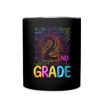 Second Grade Rainbow Girls Boys Teacher Team 2nd - Full Colour Mug - black - Front