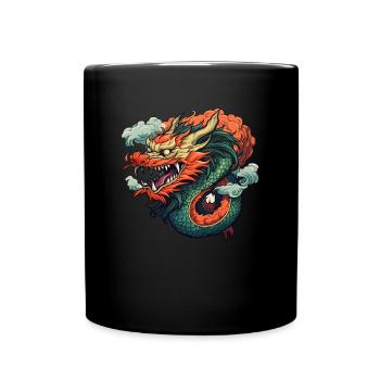 Chinesischer Drache - Tasse einfarbig - Schwarz - Vorne