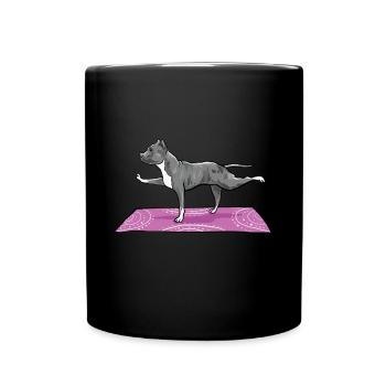 Pitbull faisant du yoga drôle Pitbull Dog Lover - Mug uni - noir - Devant