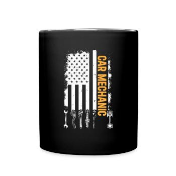 Car Mechanic US Flag Auto Mechanic - Tasse einfarbig - Schwarz - Vorne