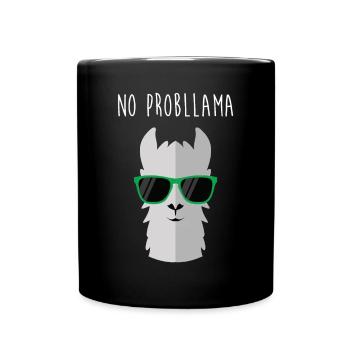 Animal Pun Llama Lover 'No Probllama' Funny Llama - Full Colour Mug - black - Front