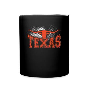 Texas Rind Longhorn Schwarz - Tasse einfarbig - Schwarz - Vorne