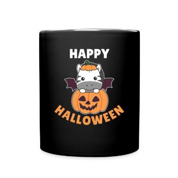 Zebra Happy Halloween Pumpkin Bat Costume - Full Colour Mug - black - Front