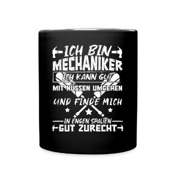 Mechaniker Automechaniker Schrauber - Tasse einfarbig - Schwarz - Vorne