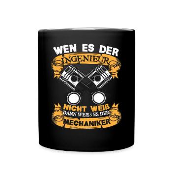 Mechaniker Wenn es der Ingenieur nicht weiß - Tasse einfarbig - Schwarz - Vorne