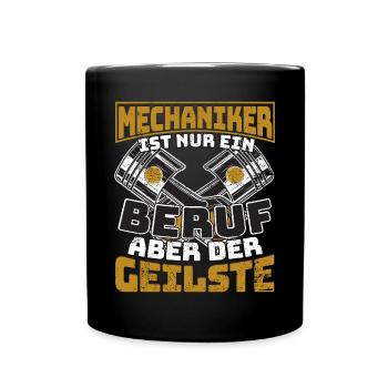 Mechaniker Schrauber Natürlich bin ich genial - Tasse einfarbig - Schwarz - Vorne