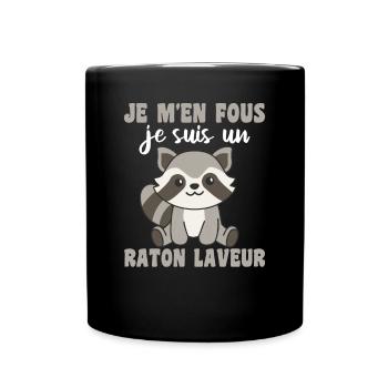 Je m'en fous je suis un ratonlaveur - Waschbär - Tasse einfarbig - Schwarz - Vorne