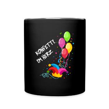 Konfetti Im Herz Narrenkappe - Tasse einfarbig - Schwarz - Vorne