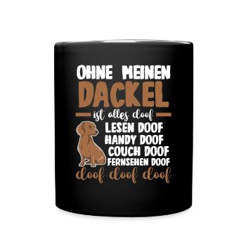 Hund Dackel - Tasse einfarbig - Schwarz - Vorne