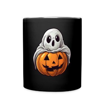 Ghost Pumpkin Halloween Comic - Full Colour Mug - black - Front