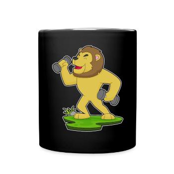 Lion Bodybuilder Dumbbells Bodybuilding - Mug uni - noir - Devant