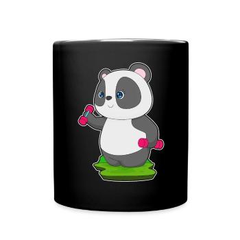 Panda Bodybuilder Dumbbells Bodybuilding - Full Colour Mug - black - Front