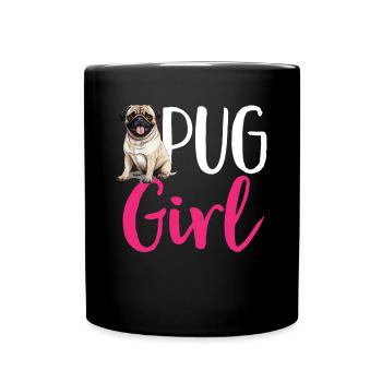 Pug Dog Breed Pet - Pug Girl - Tasse einfarbig - Schwarz - Vorne