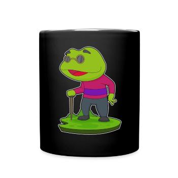Bâton de marche de retraité grenouille - Mug uni - noir - Devant