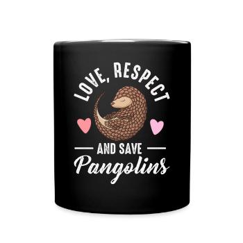 Love and Save Pangolin Lovers - Full Colour Mug - black - Front