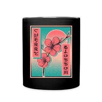 Sakura Flower Cherry Blossom Aesthetic Vaporwave - Tasse einfarbig - Schwarz - Vorne