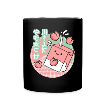 Kawaii Peach Drink 80s 90s Vaporwave Anime - Tasse einfarbig - Schwarz - Vorne