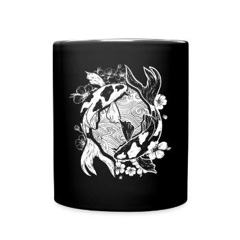 Koi Carp Fish Japanischer Fisch - Tasse einfarbig - Schwarz - Vorne