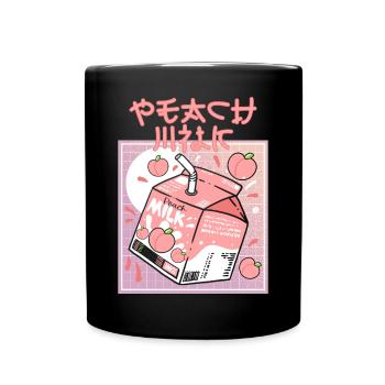 Kawaii Peach Drink 80s 90s Vaporwave Synthwave - Tasse einfarbig - Schwarz - Vorne