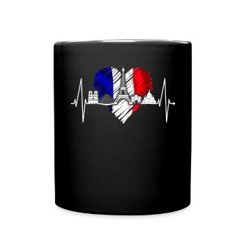 Paris Skyline Heartbeat Eiffel Tower France - Full Colour Mug - black - Front