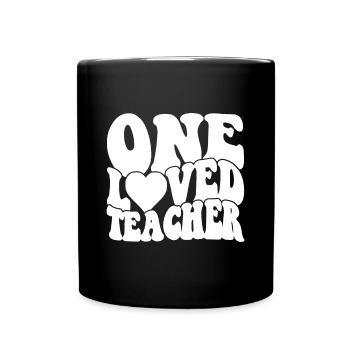 Retro Groovy Teacher Valentines Day - Full Colour Mug - black - Front