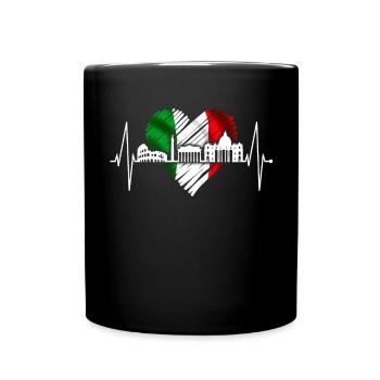 Rom Kolosseum Herzschlag Roma Skyline Rome Italien - Tasse einfarbig - Schwarz - Vorne