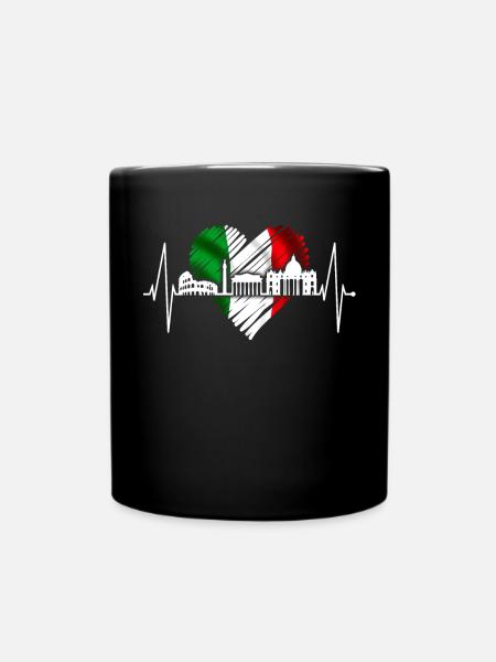Rome Colosseum Heartbeat Roma Skyline Rome Italy - Full Colour Mug - black