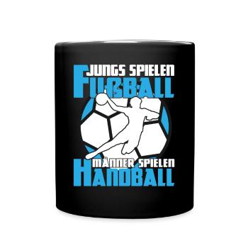 Handball Handballspieler Handballer Männer spielen - Tasse einfarbig - Schwarz - Vorne